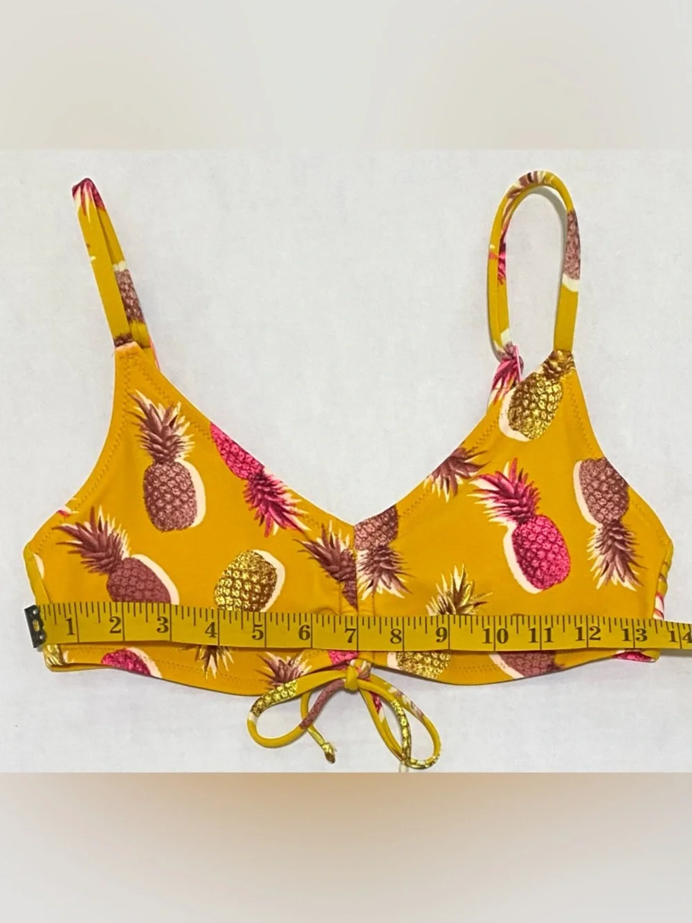 Aerie Womens S Yellow Pineapple Bikini Top Boho Y2K Beach Preppy Swimwear